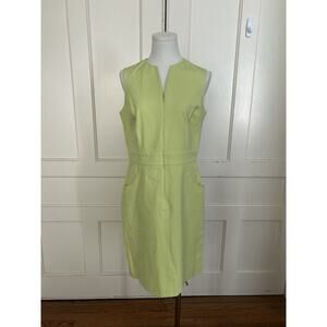 J. McLaughlin Zippered Front Sheath Dress Womens Size 6 Green Classic Preppy